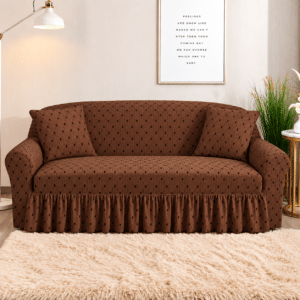 Elastic Sofa Cover – Brown Colour Butterfly Design