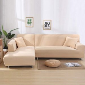 L Shape Corner Sofa Cover Modern Elastic Sofa Cover For Living Room Solid Color Stretchable Fitted Sofa Covers (Skin)