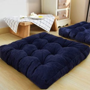 Blue Colour Square Shaped Floor Cushions Ball Fiber Filled 1 Pair = 2 pcs Velvet Fabric