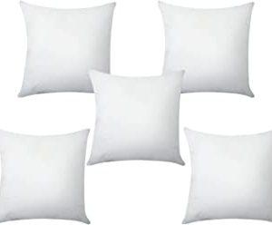 White Sofa/Bed Cushions for Home Decoration,14×14 inches .Filled with Ball Fiber Polyester (Pack of 5)