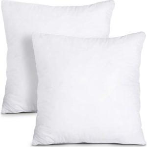 White Sofa/Bed Cushions for Home Decoration,14×14 inches .Filled with Ball Fiber Polyester (Pack of 2)