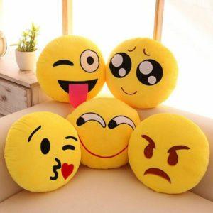 Emoji Face Emoticon Cushions Stuffed Plush Soft Pillow (Pack of 5)