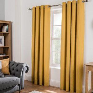 Window Curtain ,Plain Solid Color ,  Golden Colour, Pack of 1 (40×82 inch)