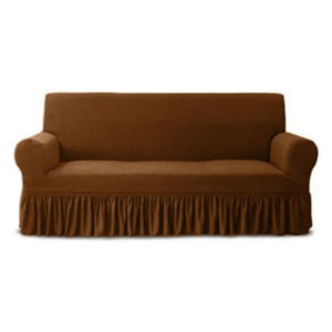 Turkish Style Sofa cover – Frill sofa cover – jersey fabric , Dust Resistant fabric , Washable- Colour Brown