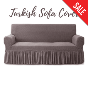 Turkish Style Sofa cover – Frill sofa cover – jersey fabric , Dust Resistant fabric , Washable- Colour Grey