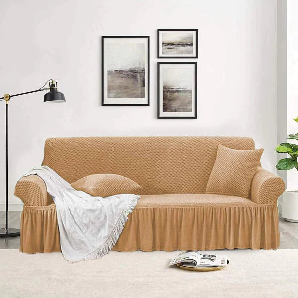 Turkish Style Sofa cover – Frill sofa cover jersey fabric , Dust Resistant fabric , Washable- Colour Skin