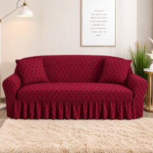 Elastic Sofa Cover – Maroon Colour Butterfly Design