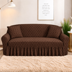 Elastic Sofa Cover – Dark Brown Colour Butterfly Design